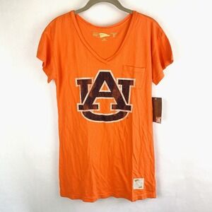 NWT Auburn V Neck T Shirt Retro Vintage Womens Small Aubie Orange Tigers AU Soft